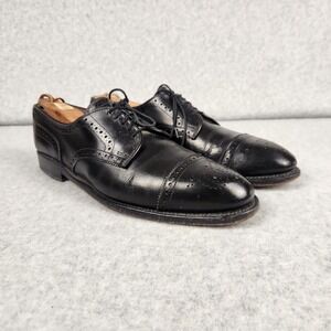 Allen Edmonds Sanford Shoes Mens Size 9.5 Black Oxford Brogue‎ Dress Leather USA